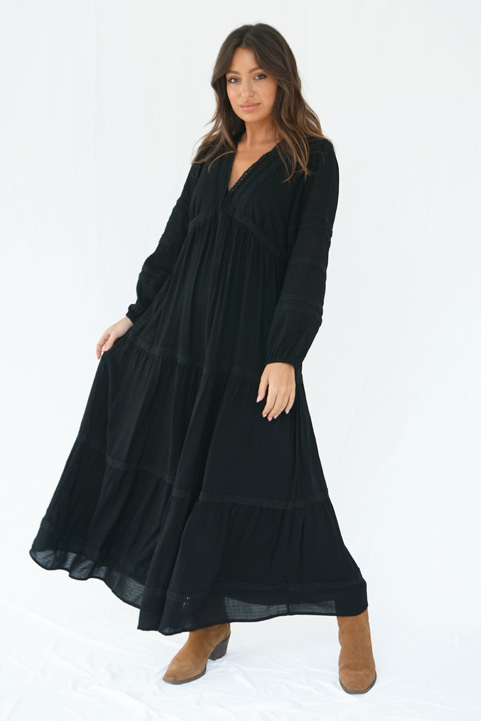 womens black midi dress